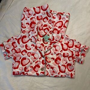 Red and White Leopard Print Pajama Set